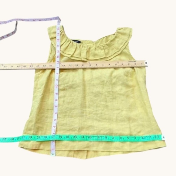 Hobbs London Linen Top Sleeveless Yellow Gold Ruffle Collar (10) - Picture 6 of 6